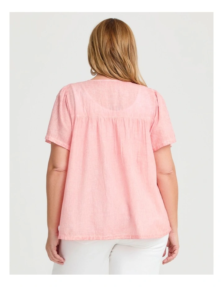 Cotton Embroidery Yoke Top in Peach Nectar image 2