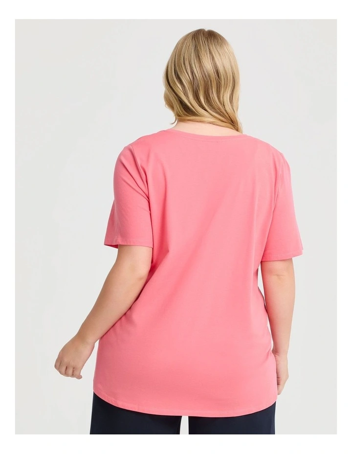Australian Cotton Crew Neck T-shirt in Coral Silk image 2