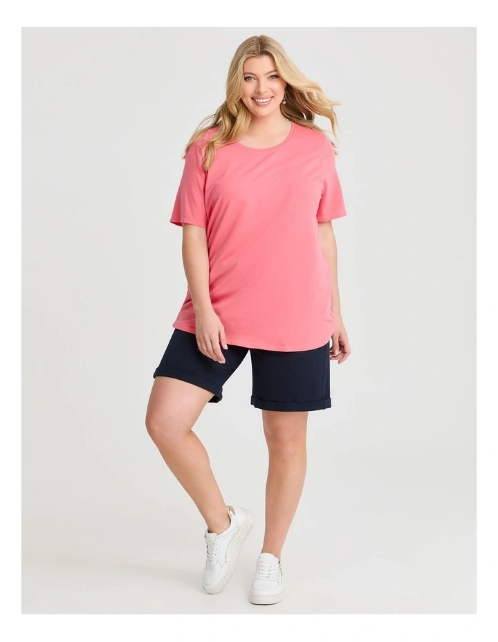 Australian Cotton Crew Neck T-shirt in Coral Silk image 3