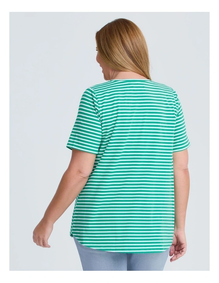 Australian Cotton Stripe T-shirt Electric Green/White image 2