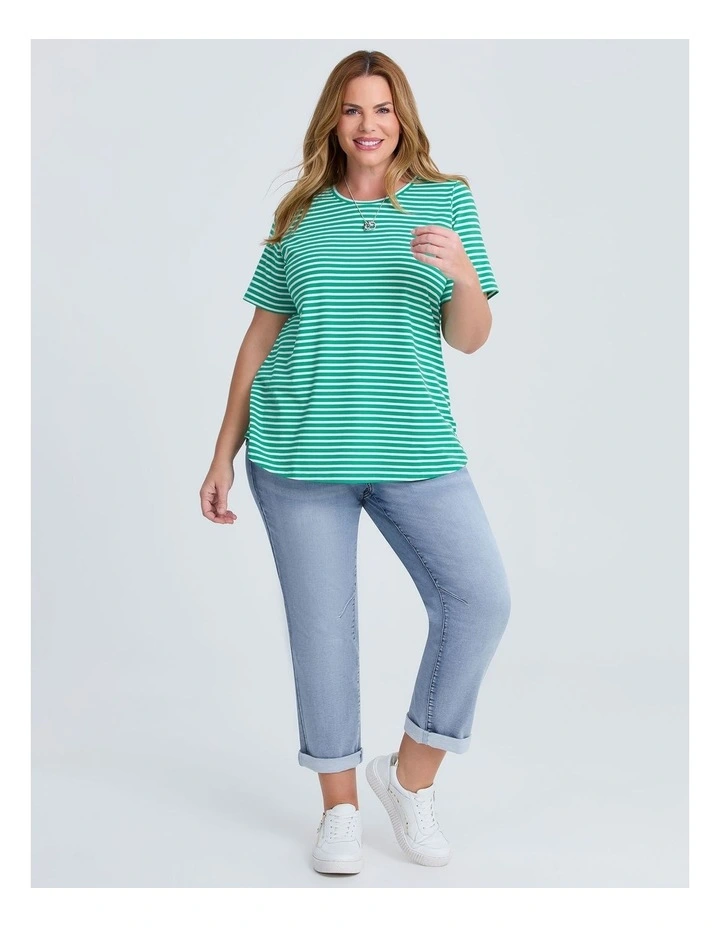 Australian Cotton Stripe T-shirt Electric Green/White image 3