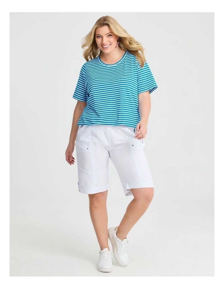 Australian Cotton Stripe T-shirt in Sapphire Blue/white image 4