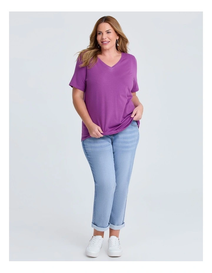 Organic Cotton V-neck T-shirt Deep Orchid image 3