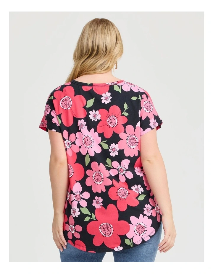 Cotton Mystic Bazaar T-shirt in Coral Floral Print image 2