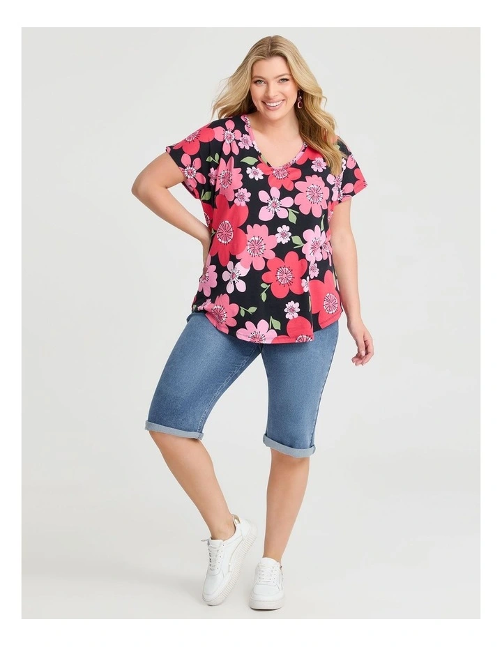 Cotton Mystic Bazaar T-shirt in Coral Floral Print image 3