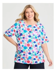 Cotton Watercolour Spot T-shirt in Print