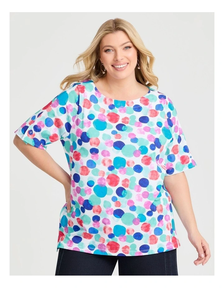 Cotton Watercolour Spot T-shirt in Print image 1