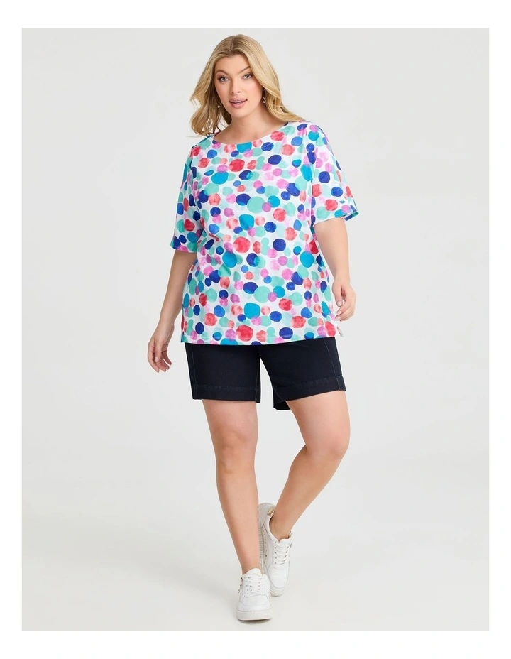 Cotton Watercolour Spot T-shirt in Print image 3