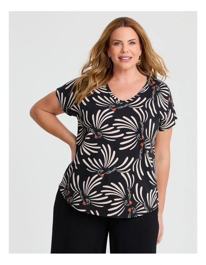 Cotton Abstract Birds T-shirt Print image 1