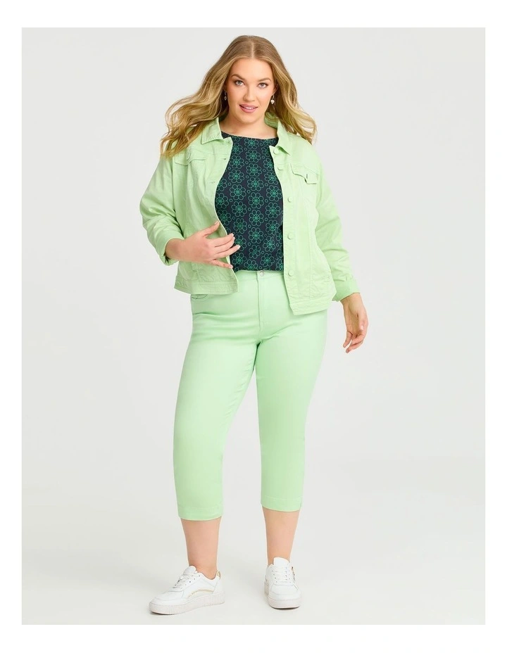 Cotton Flower Print T-shirt in Navy/green image 3