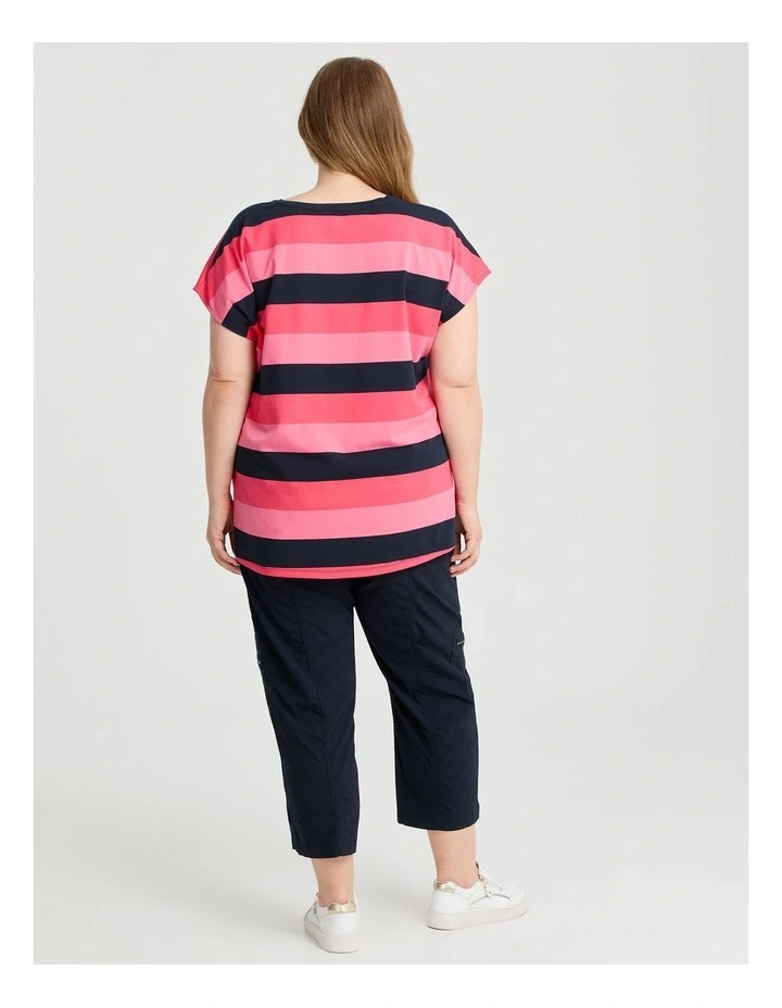 Cotton Multi Stripe T-shirt in Multi image 2