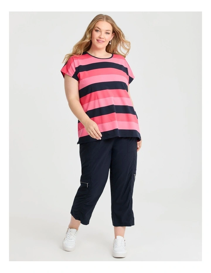 Cotton Multi Stripe T-shirt in Multi image 3