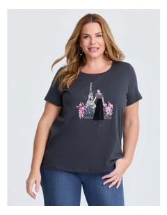 Cotton Glamour Paris T-shirt in Graphite