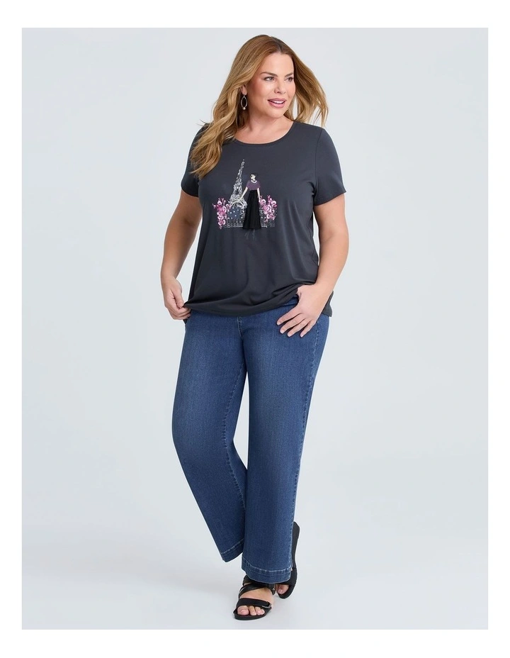 Cotton Glamour Paris T-shirt in Graphite image 2