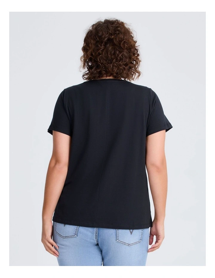 Cotton Bouffants Spliced T-shirt in Black/off White image 2