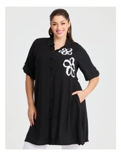 Bamboo Flower Shirt in Black