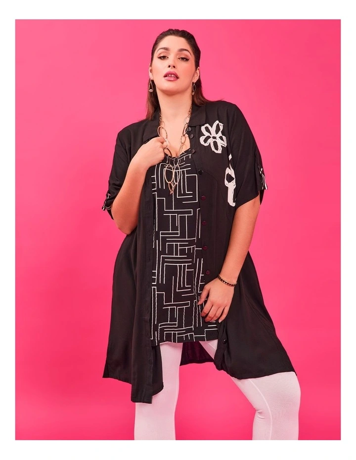 Bamboo Flower Shirt in Black image 4
