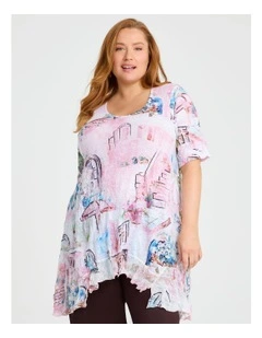 Scenic Slub Knit Tunic Print