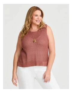 Button Back Detail Tank in Terracotta