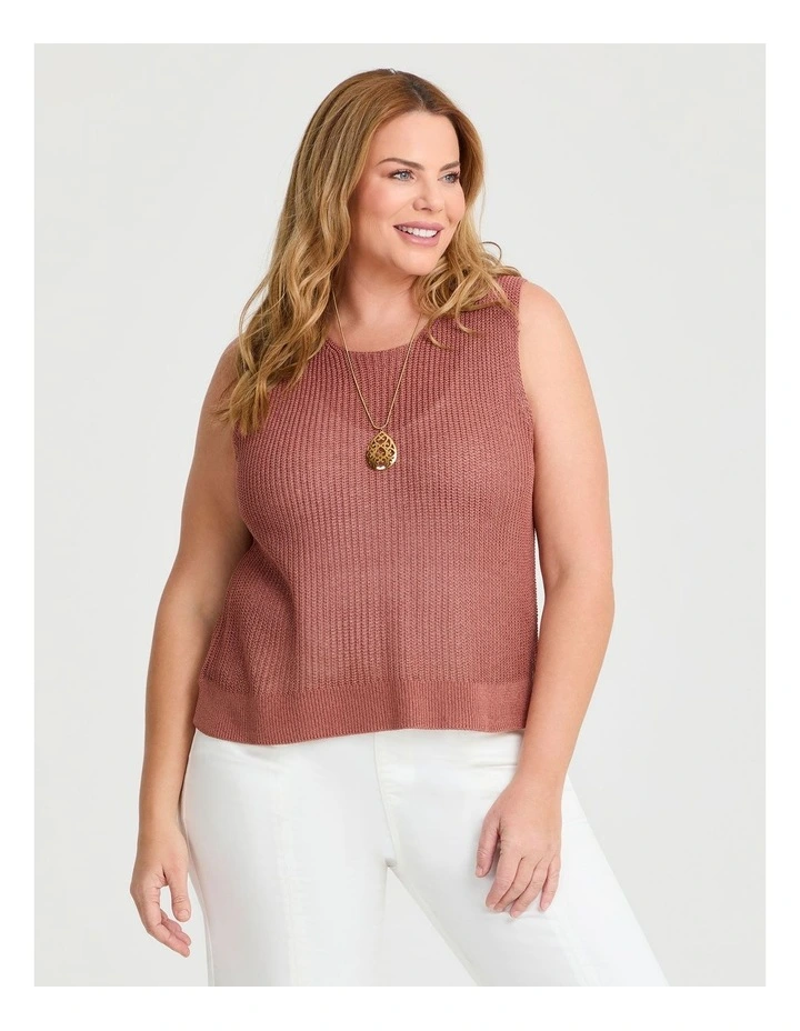 Button Back Detail Tank in Terracotta image 1