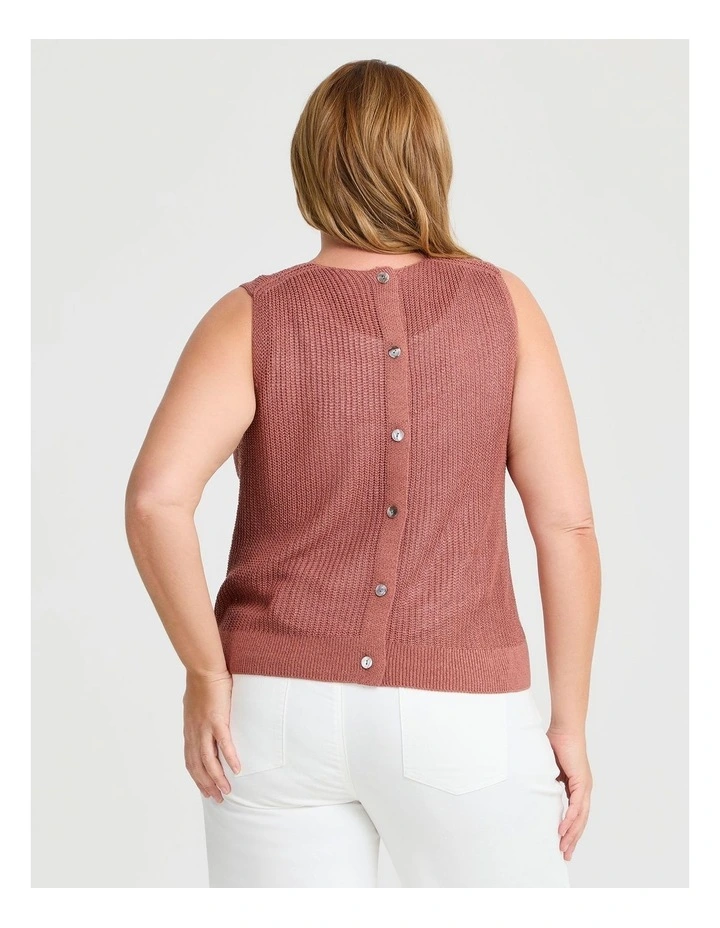 Button Back Detail Tank in Terracotta image 2