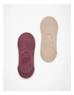 Non Slip Grip Cotton Socks 2 Pack in Multi