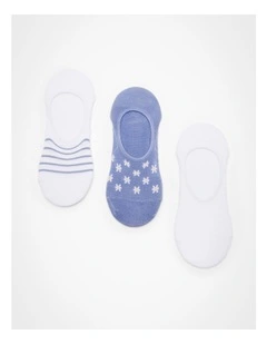 No Show Bamboo Daisy Socks 3 Pack in Multi