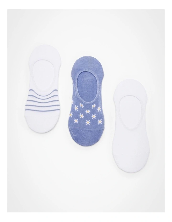 No Show Bamboo Daisy Socks 3 Pack in Multi image 1