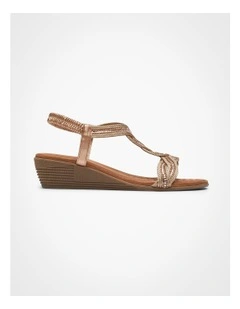 Jewel Rope Wedge Sandal in Rose Gold