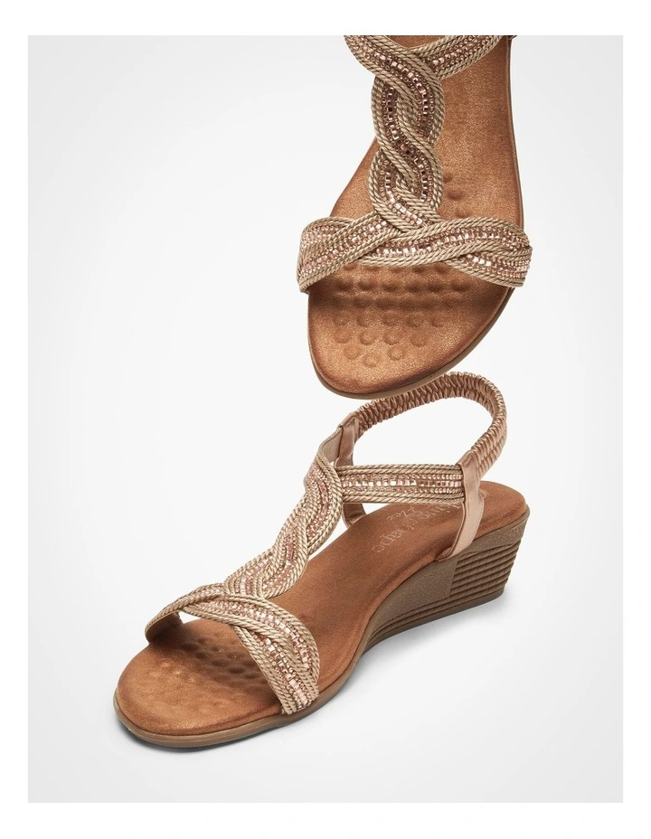 Jewel Rope Wedge Sandal in Rose Gold image 5