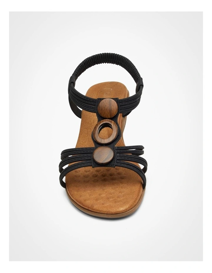 Round Trim Wedge Sandal in Black image 3