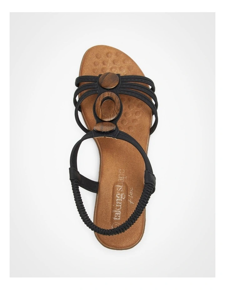 Round Trim Wedge Sandal in Black image 4