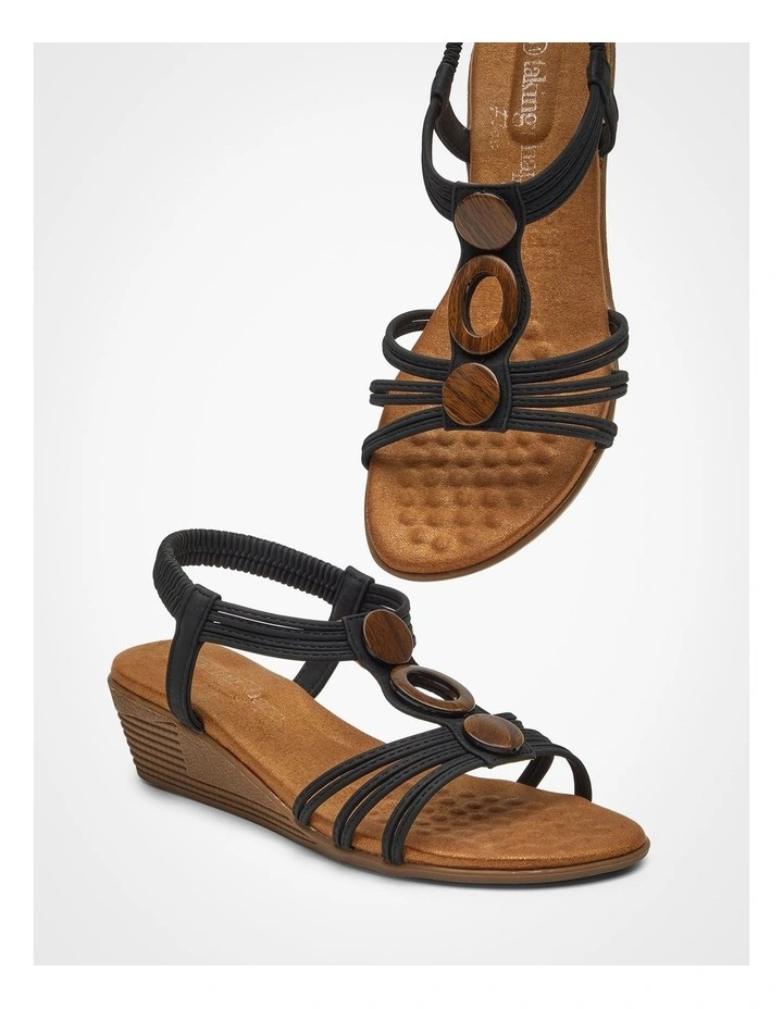 Round Trim Wedge Sandal in Black image 5