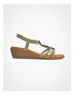 Round Trim Wedge Sandal in Light Olive