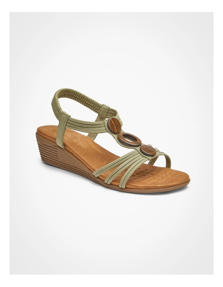 Round Trim Wedge Sandal in Light Olive image 2
