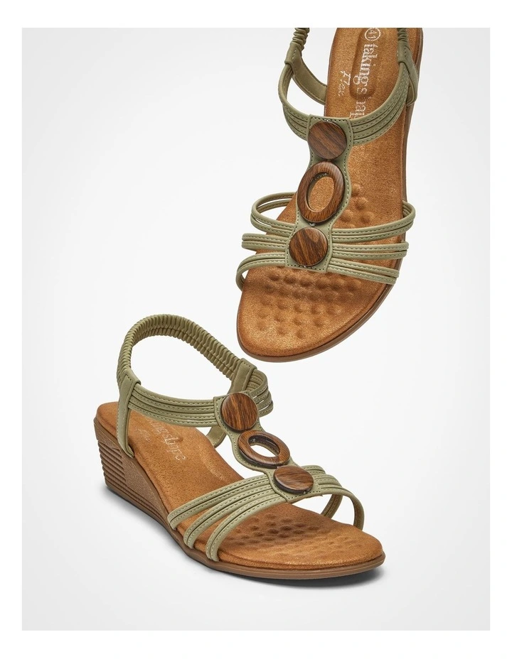 Round Trim Wedge Sandal in Light Olive image 5