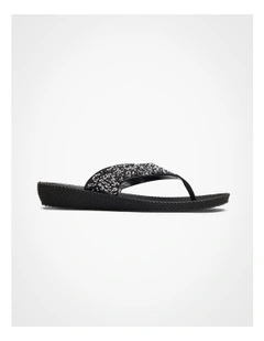 Sparkle Jelly Flip Flop in Black
