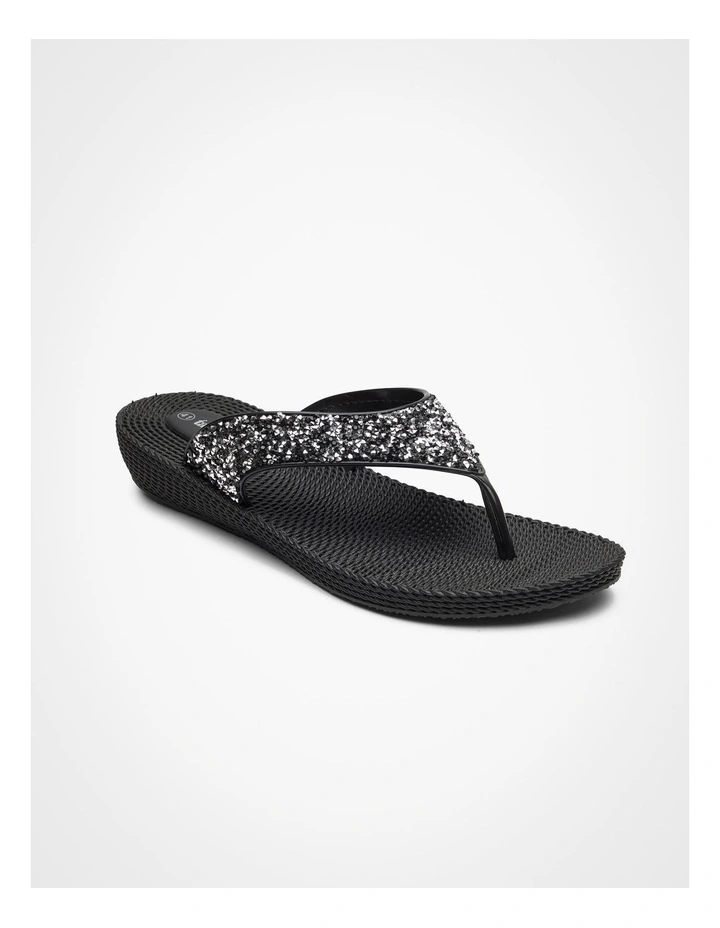 Sparkle Jelly Flip Flop in Black image 2