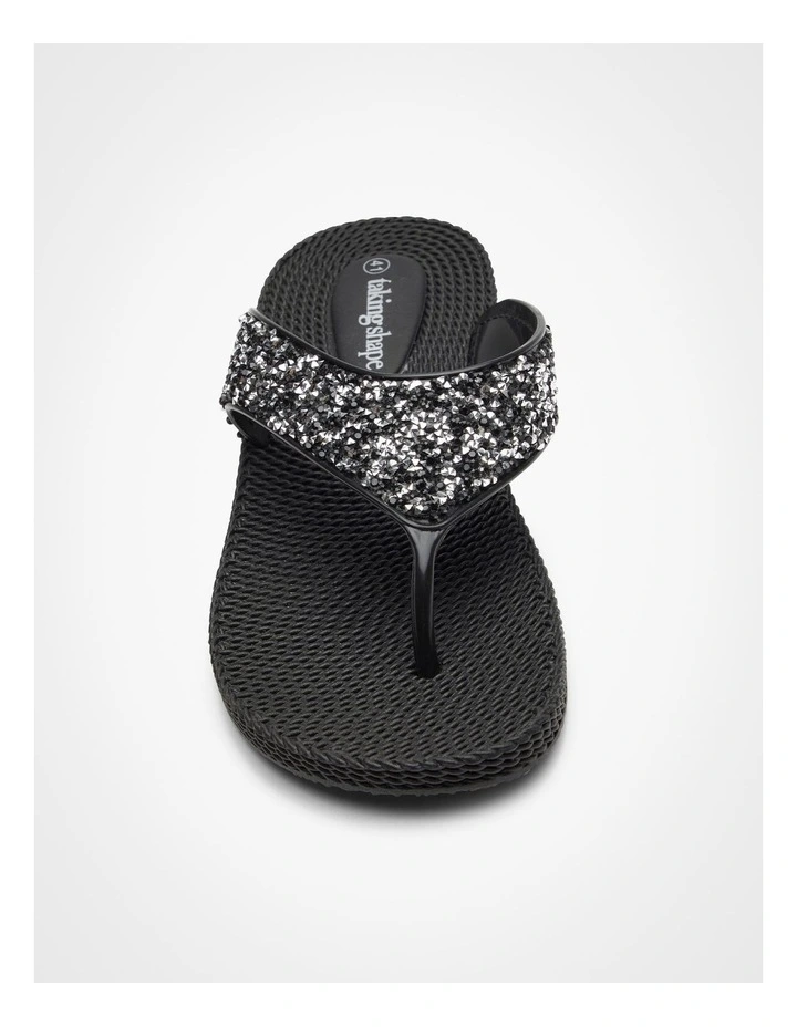 Sparkle Jelly Flip Flop in Black image 3