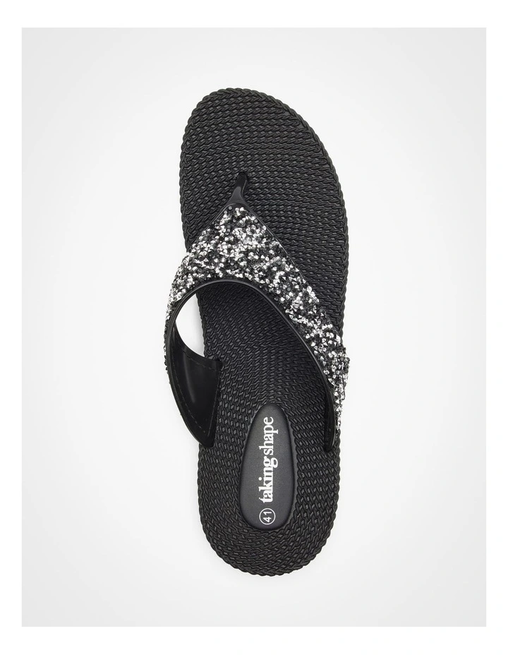 Sparkle Jelly Flip Flop in Black image 4