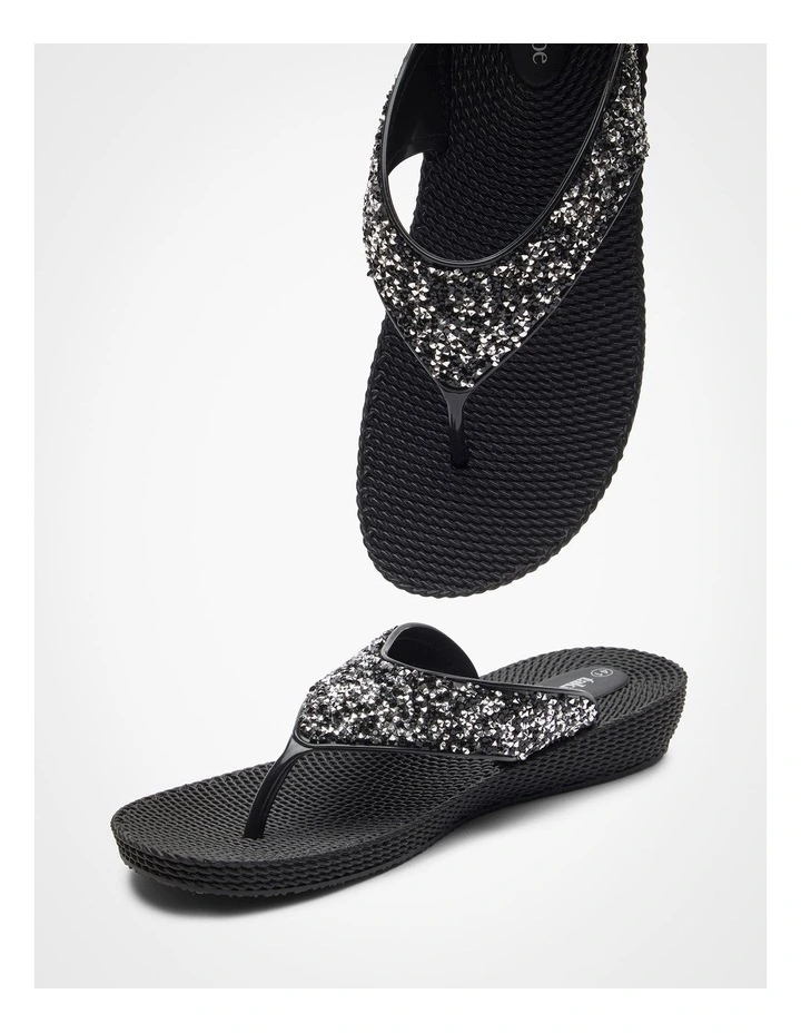 Sparkle Jelly Flip Flop in Black image 5