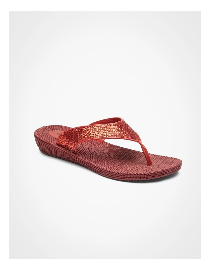 Sparkle Jelly Flip Flop in Red image 2