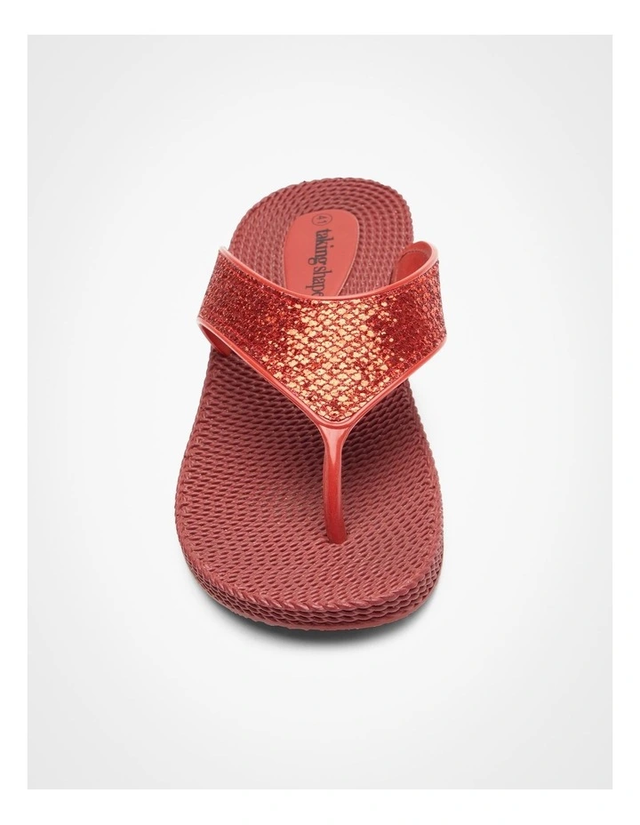 Sparkle Jelly Flip Flop in Red image 3