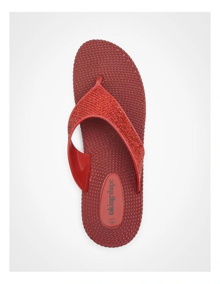 Sparkle Jelly Flip Flop in Red image 4