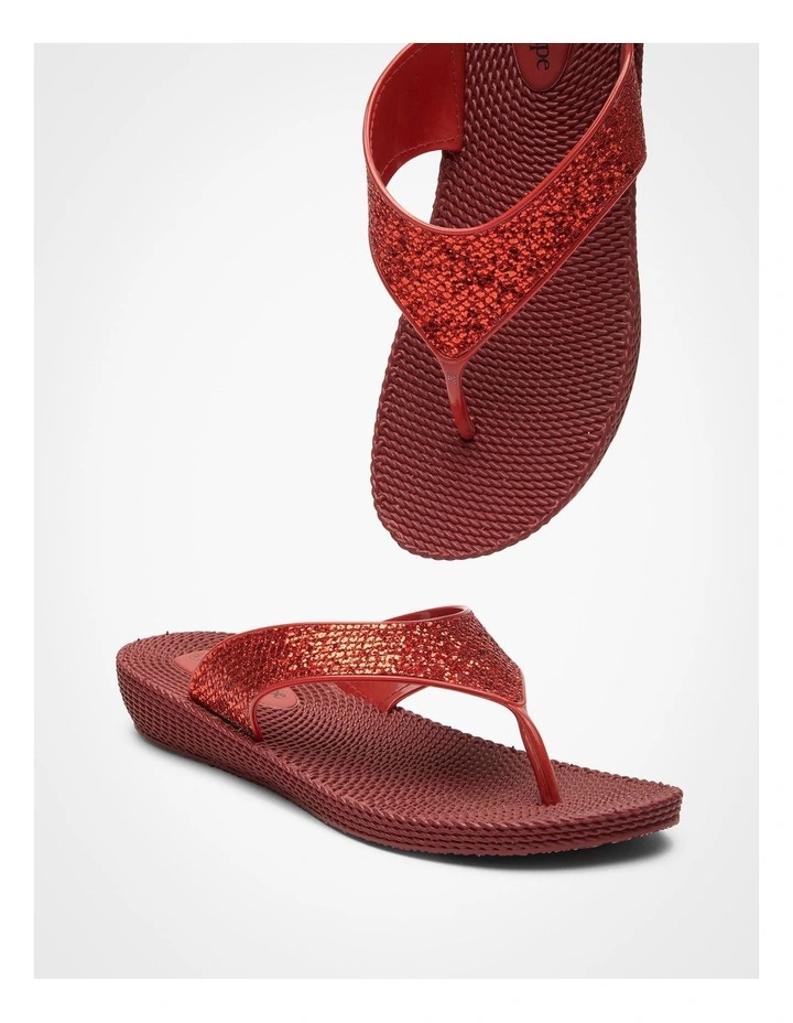 Sparkle Jelly Flip Flop in Red image 5