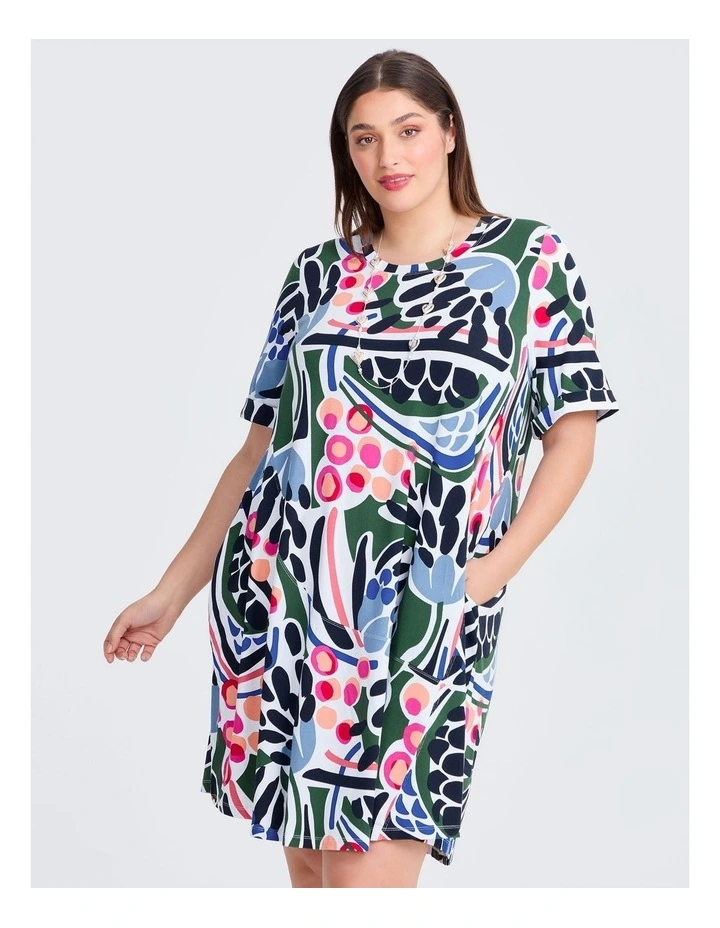 Natural Laurie Dress in White/Multi image 3