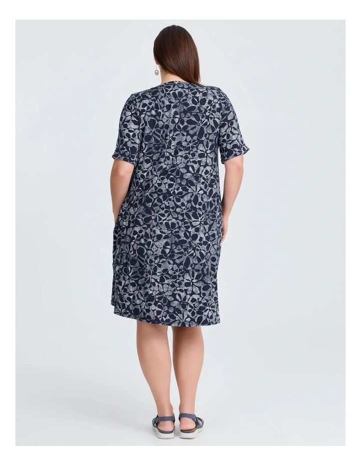 Natural Laurie Dress in Navy/White Print image 2