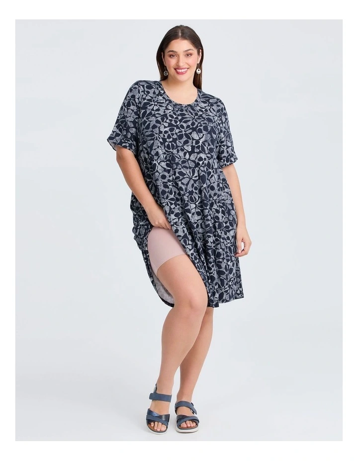 Natural Laurie Dress in Navy/White Print image 4
