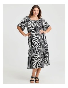 Textured Abstract Leaf Dress Print