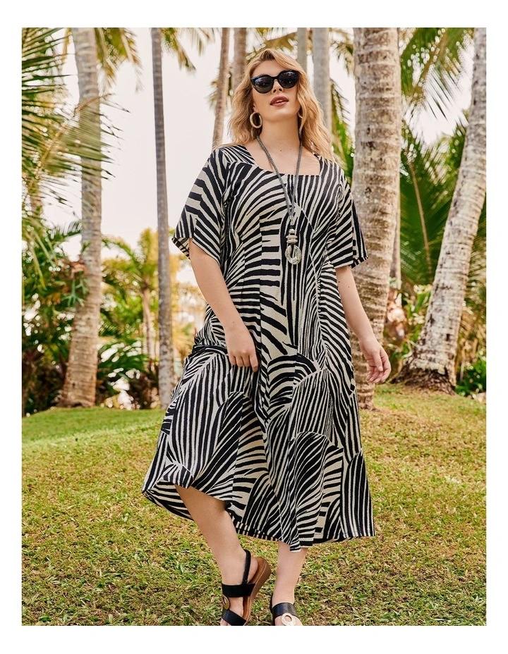 Textured Abstract Leaf Dress Print image 3